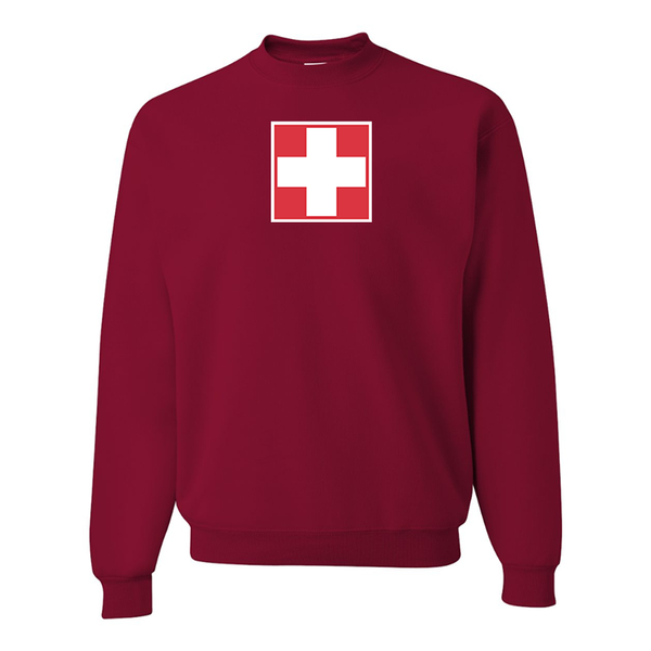 Men's Switzerland National Football Soccer Team   JERZEES NuBlend Crewneck Sweatshirt