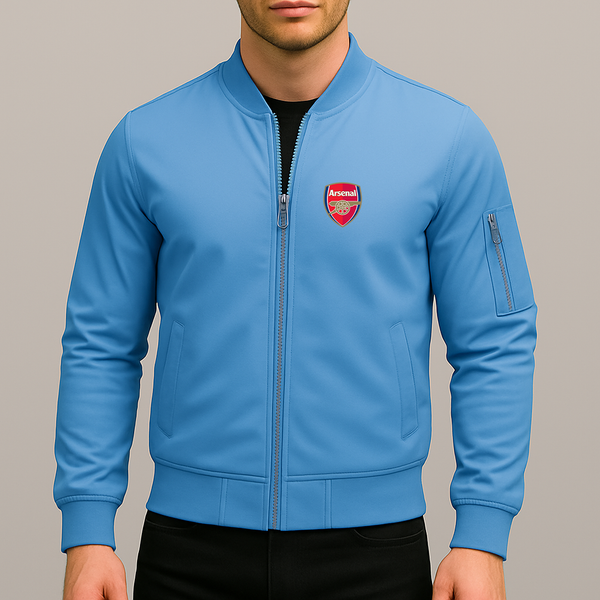 Men's Arsenal Soccer Lightweight Bomber Jacket Windbreaker Softshell Varsity Jacket Coat