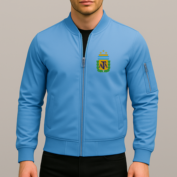 Men's Argentina National Soccer Team Lightweight Bomber Jacket Windbreaker Softshell Varsity Jacket Coat