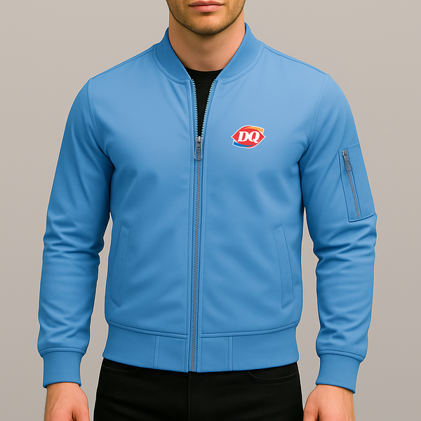 Men's  DQ Dairy Queen Lightweight Bomber Jacket Windbreaker Softshell Varsity Jacket Coat