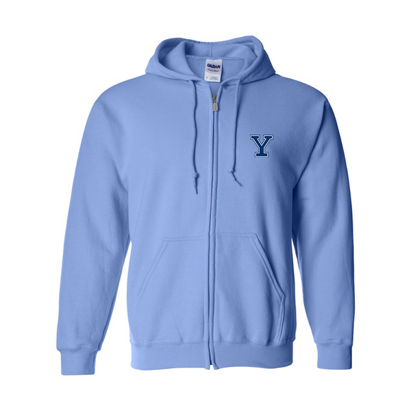Men's Yale Bulldogs Gildan  Heavy Blend Full Zip Hooded Sweatshirt