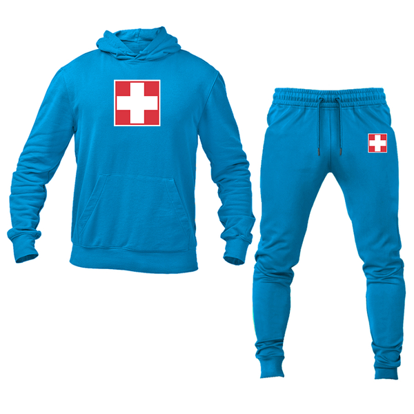Men's Switzerland National Football Soccer Team  Hoodie Joggers Set