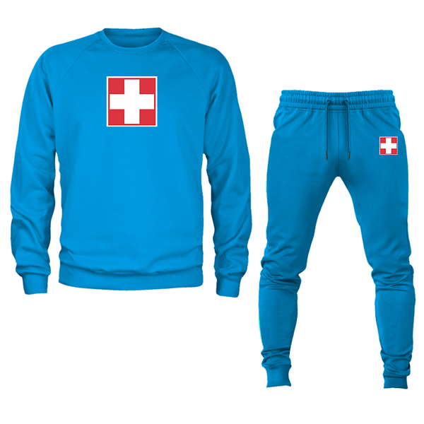 Men's Switzerland National Football Soccer Team  Crewneck Sweatshirt Joggers Suit