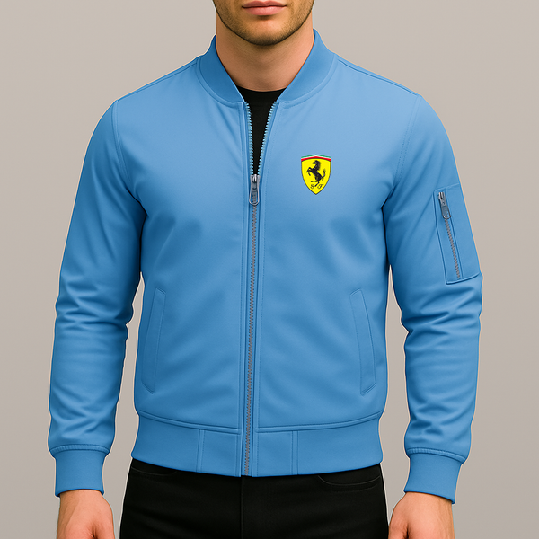 Men’s Ferrari Motorsport Car Lightweight Bomber Jacket Windbreaker Softshell Varsity Jacket Coat