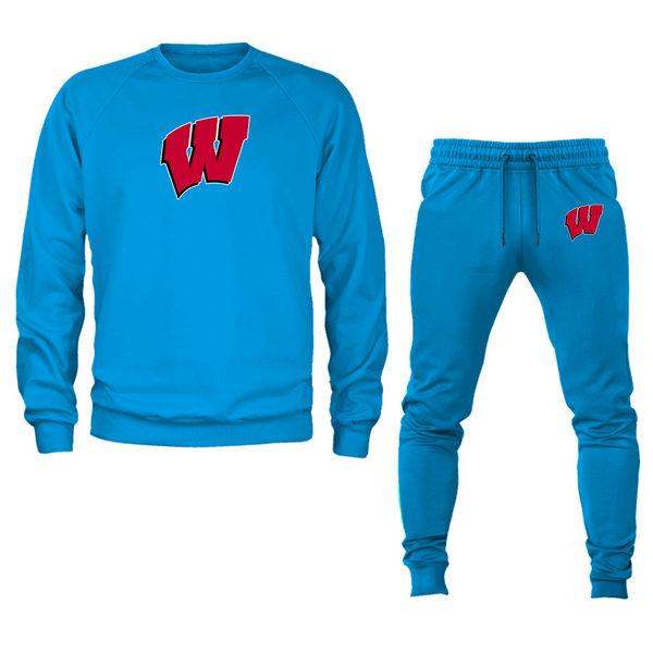 Men's  Wisconsin Badgers  Crewneck Sweatshirt Joggers Suit