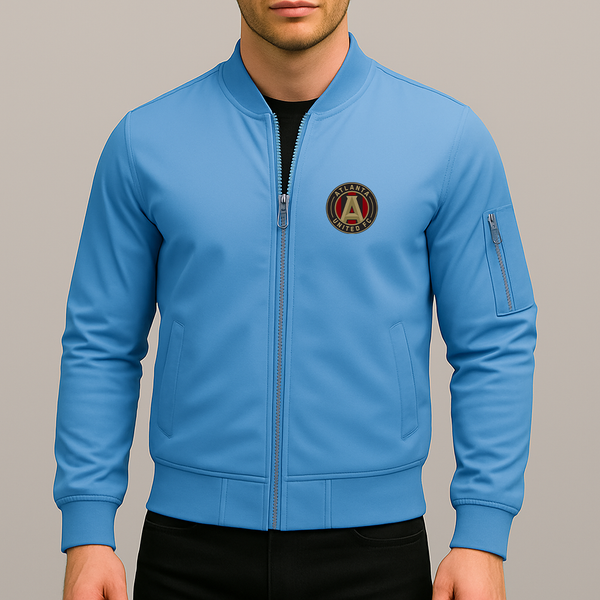 Men's Atlanta United FC Lightweight Bomber Jacket Windbreaker Softshell Varsity Jacket Coat