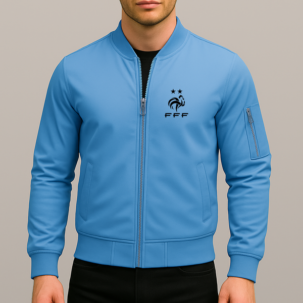 Men's France Soccer Lightweight Bomber Jacket Windbreaker Softshell Varsity Jacket Coat