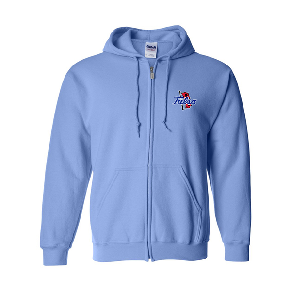 Men's Tulsa Golden Hurricane Gildan  Heavy Blend Full Zip Hooded Sweatshirt
