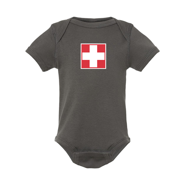 Switzerland National Football Soccer Team Rabbit Skins Infant Baby Rib Bodysuit