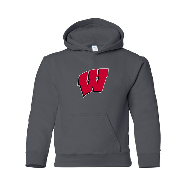 Youth  Wisconsin Badgers Gildan Heavy Blend  Hooded Sweatshirt