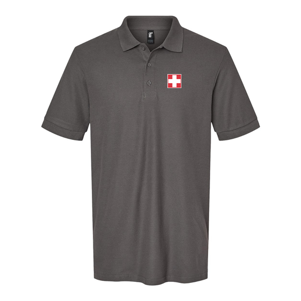 Men's Switzerland National Football Soccer Team  Gildan Hammer Pique Polo