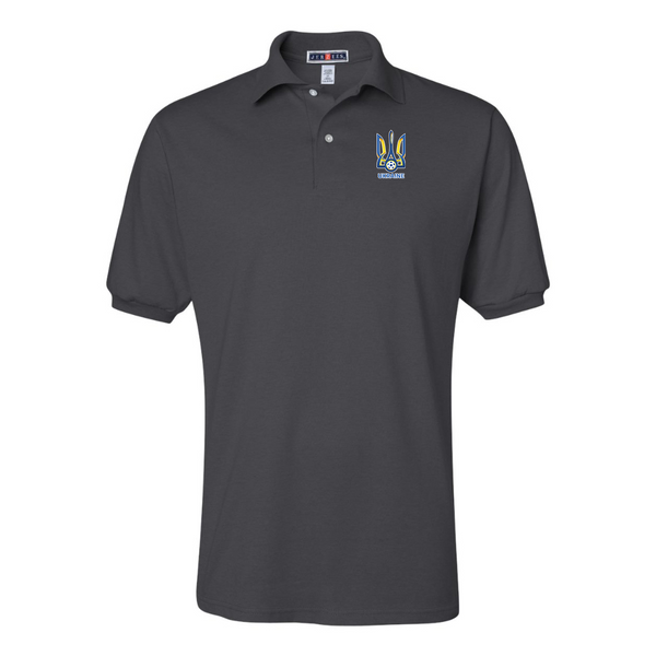 Men's Ukraine National Football Soccer Team JERZEES  SpotShield polo