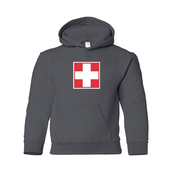 Youth Switzerland National Football Soccer Team  Gildan Heavy Blend  Hooded Sweatshirt