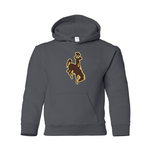 Youth   Wyoming Cowboys Gildan Heavy Blend  Hooded Sweatshirt
