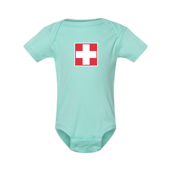 Switzerland National Football Soccer Team Rabbit Skins Infant Baby Rib Bodysuit
