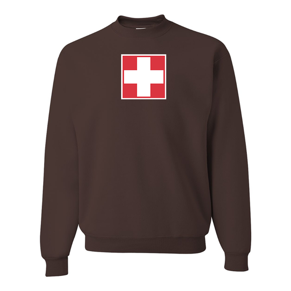 Men's Switzerland National Football Soccer Team   JERZEES NuBlend Crewneck Sweatshirt