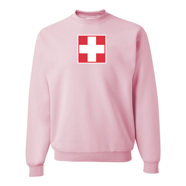 Men's Switzerland National Football Soccer Team   JERZEES NuBlend Crewneck Sweatshirt