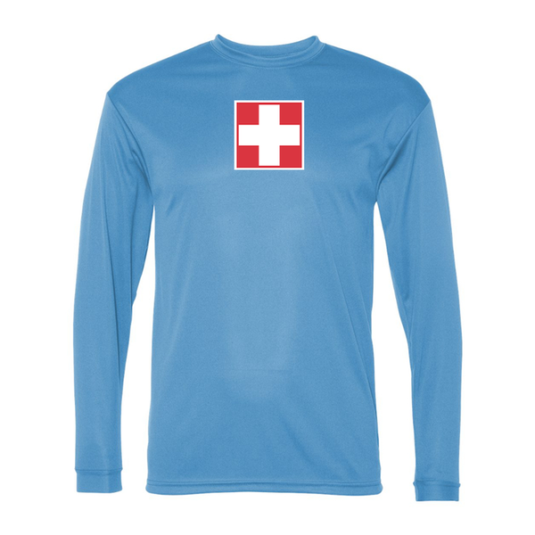 Men's Switzerland National Football Soccer Team  Performance Long Sleeve T-Shirt