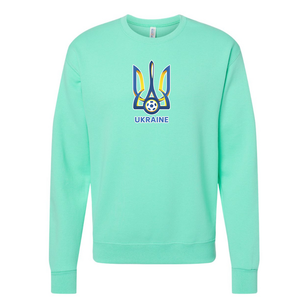 Men's Ukraine National Football Soccer Team  JERZEES NuBlend Crewneck Sweatshirt