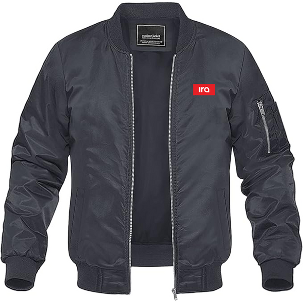 Men's IRA Logo Lightweight Bomber Jacket Windbreaker Softshell Varsity Jacket Coat