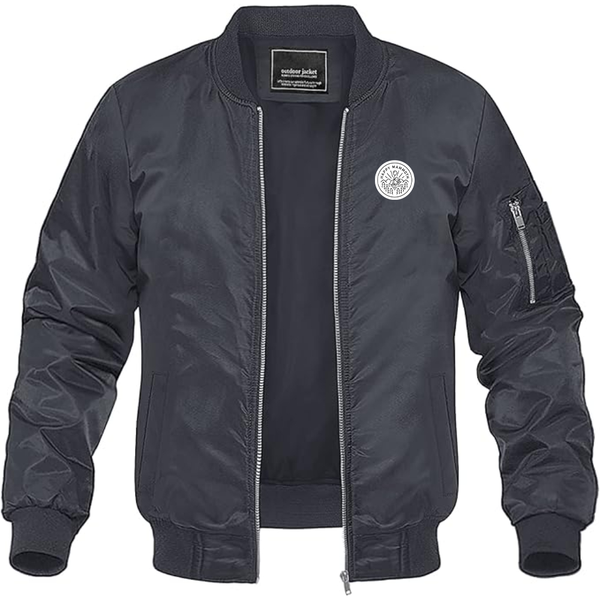 Men's Happy Mammoth Logo Lightweight Bomber Jacket Windbreaker Softshell Varsity Jacket Coat