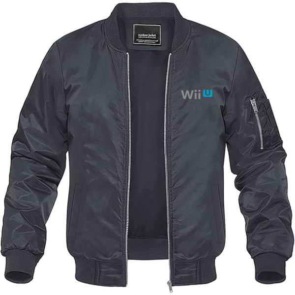 Men's Wii-U Logo Lightweight Bomber Jacket Windbreaker Softshell Varsity Jacket Coat