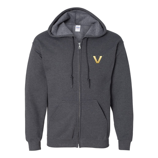 Men's Vanderbilt Commodores Gildan  Heavy Blend Full Zip Hooded Sweatshirt