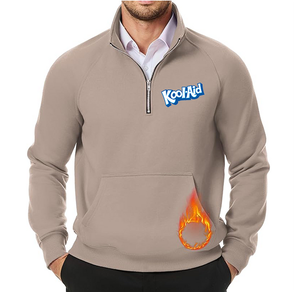 Men's kool-Aid JMIERR Quarter Zip Pullover Heavy Sweatshirts Warm Fleece Sweatshirt Polo Shirt with Pockets
