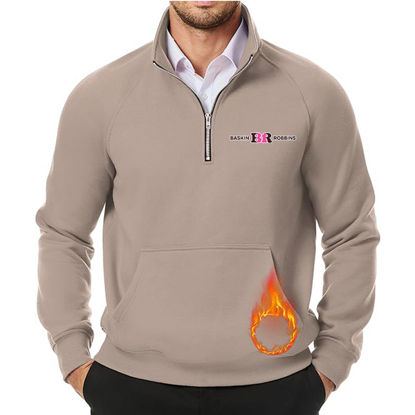 Men's Baskin-Rоbbins  JMIERR Quarter Zip Pullover Heavy Sweatshirts Warm Fleece Sweatshirt Polo Shirt with Pockets