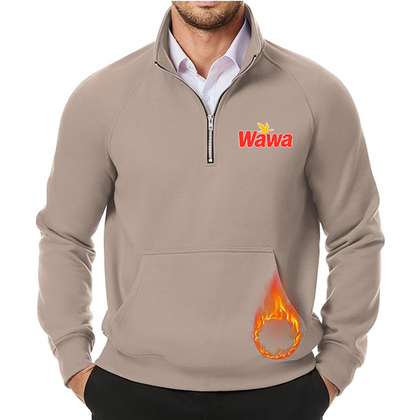 Men's  Wawa Gas Station JMIERR Quarter Zip Pullover Heavy Sweatshirts Warm Fleece Sweatshirt Polo Shirt with Pockets