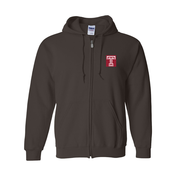 Men's Temple Owls Gildan  Heavy Blend Full Zip Hooded Sweatshirt