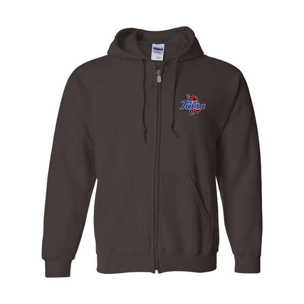 Men's Tulsa Golden Hurricane Gildan  Heavy Blend Full Zip Hooded Sweatshirt
