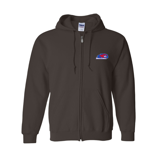 Men's  UMass Lowell River Hawks Gildan  Heavy Blend Full Zip Hooded Sweatshirt