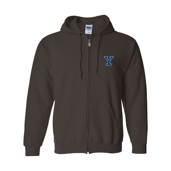 Men's Yale Bulldogs Gildan  Heavy Blend Full Zip Hooded Sweatshirt