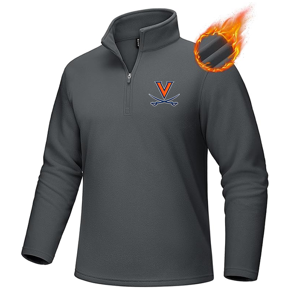 Men's Virginia Cavaliers  MAGCOMSEN Men_s Quarter-Zip Pullover Polar Fleece Sweatshirt Stand Collar Long Sleeve Shirt for Men Thermal Winter Fall