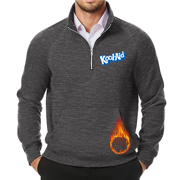 Men's kool-Aid JMIERR Quarter Zip Pullover Heavy Sweatshirts Warm Fleece Sweatshirt Polo Shirt with Pockets