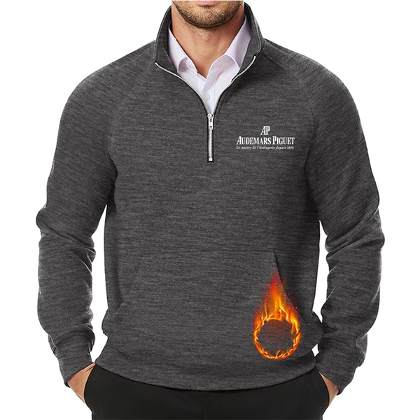 Men's Audemars-Piguet JMIERR Quarter Zip Pullover Heavy Sweatshirts Warm Fleece Sweatshirt Polo Shirt with Pockets