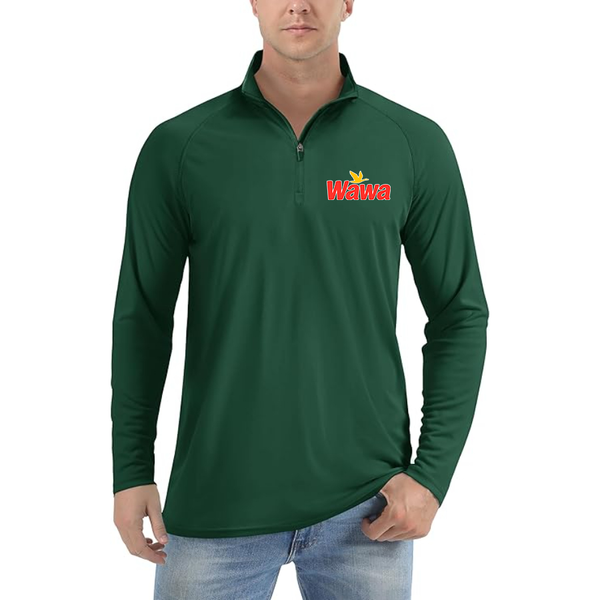 Men's  Wawa Gas Station Lightweight Quarter-Zip Athletic Shirt Long Sleeve