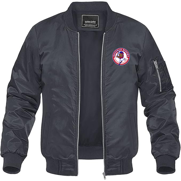 Men's Buffalo Bisons Logo Lightweight Bomber Jacket Windbreaker Softshell Varsity Jacket Coat