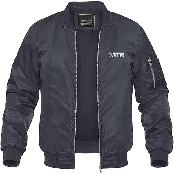 Men's Led Zeppelin  Logo Lightweight Bomber Jacket Windbreaker Softshell Varsity Jacket Coat