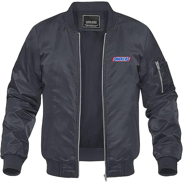 Men's  Snickers Logo Lightweight Bomber Jacket Windbreaker Softshell Varsity Jacket Coat