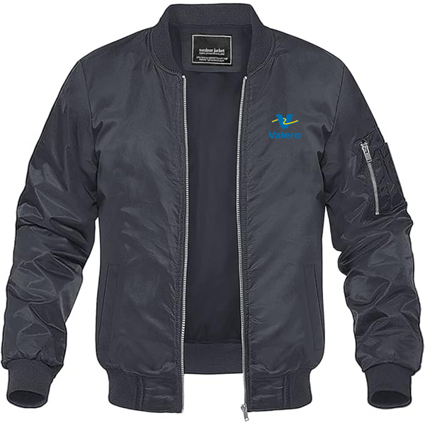 Men's Valero Gas Station Logo Lightweight Bomber Jacket Windbreaker Softshell Varsity Jacket Coat