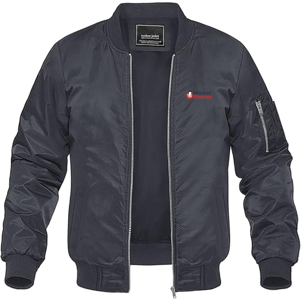 Men's MarketPhones.com Logo Lightweight Bomber Jacket Windbreaker Softshell Varsity Jacket Coat