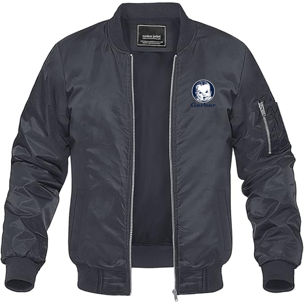 Men's Gerber Logo Lightweight Bomber Jacket Windbreaker Softshell Varsity Jacket Coat