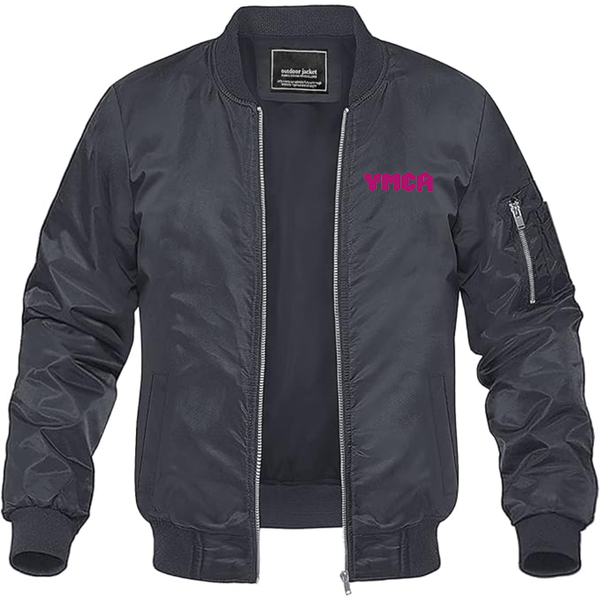 Men's  YMCA Mauve Lightweight Bomber Jacket Windbreaker Softshell Varsity Jacket Coat