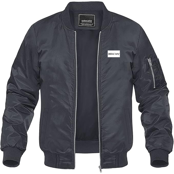 Men's Green Day Logo Lightweight Bomber Jacket Windbreaker Softshell Varsity Jacket Coat