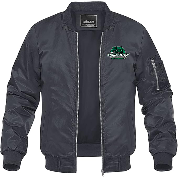 Men's  Binghamton Bearcats Lightweight Bomber Jacket Windbreaker Softshell Varsity Jacket Coat