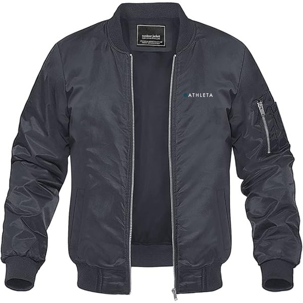 Men's Athleta Logo Lightweight Bomber Jacket Windbreaker Softshell Varsity Jacket Coat