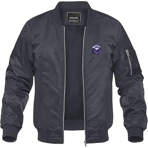 Men's Nintendo GameCube Logo Lightweight Bomber Jacket Windbreaker Softshell Varsity Jacket Coat
