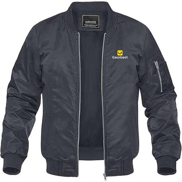 Men's Gearbest Logo Lightweight Bomber Jacket Windbreaker Softshell Varsity Jacket Coat